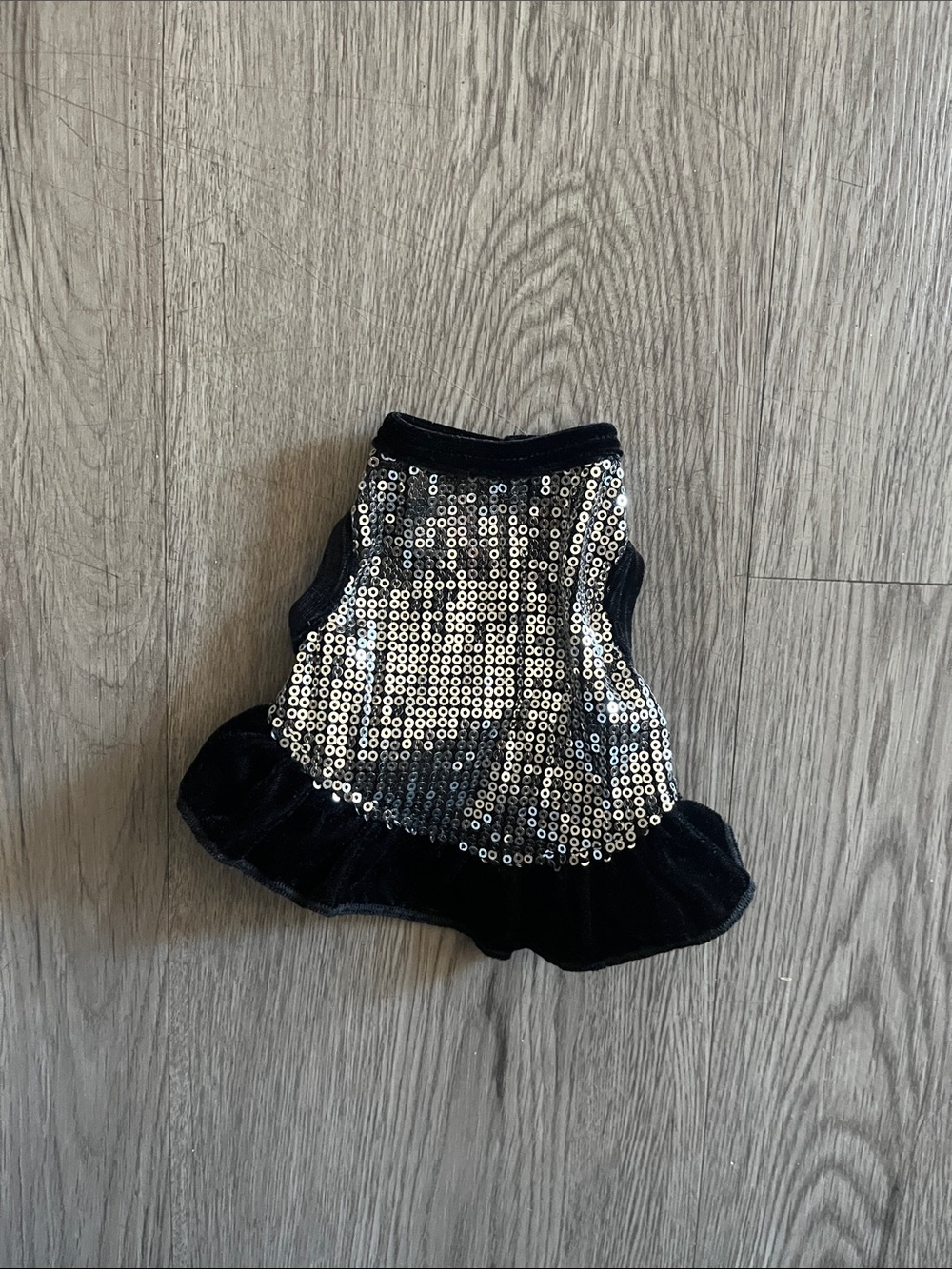 Black Sequin Ruffle Pet Dress